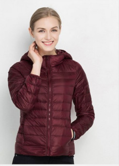 Women Candy Colors Warm Winter Jacket Coat Thin 90% Duck Down Parka Ultra-light Jacket Short Elegant Outwear(wine red) - intl  