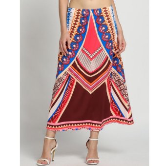 Women Casual Print High Waist Pleated Beach Long Maxi Skirt - intl  