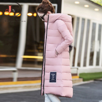 Women Cotton-padded Jacket Winter Thicken Long Slim Down Parka Hooded Coat Manteau Femme Pink - intl  