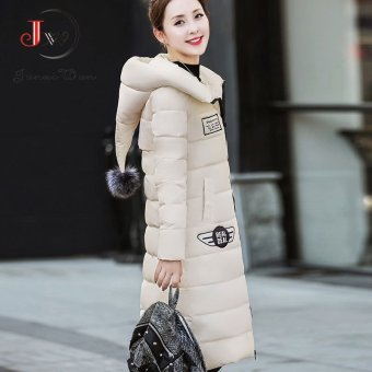 Women Cotton-padded Jacket Winter Thicken Long Slim Down Parka Hooded Coat Manteau Femme White - intl  