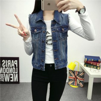 Women Denim Vest Female Waistcoat Sleeveless Jacket Student Short Coat Cowboy Coat Wraps College Palliate Wind Coats Fashional Outer Wear - intl  