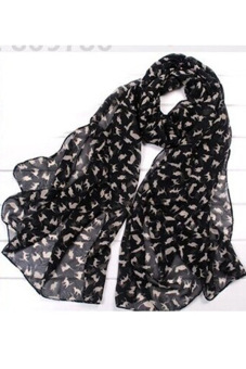 Women Dots Spot Chiffon Soft Shawl Scarf Neck Wrap Headscarf(Black)  