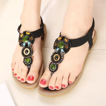 Women Fashion Clip Toe Flat Sandals (Black) - intl  