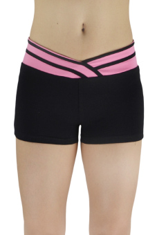 Women Fitness Shorts Yoga Jogging Elastic Sports Short Pants V Shape Pink Waist  