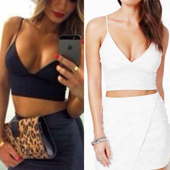 Women Fitted Deep V Neck Celeb Couture Cropped Bralette Bralet Body Top (White) - intl  