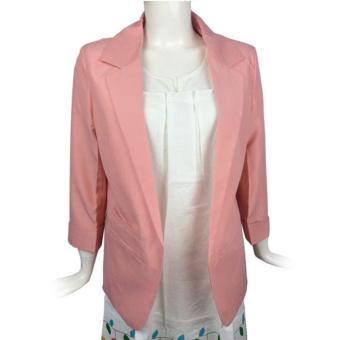 Women Formal Slim Suit Coat 3/4 Sleeve Outwear Office Lady Business Blazer (Pink) - intl  