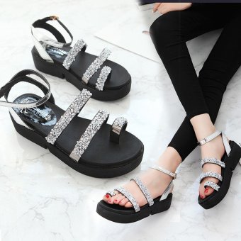 Women Gladiator Flat Rhinestone Sandals Summer Shoes Fashion Sandals Shoes - intl  