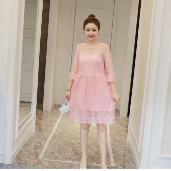 Women Lace Maternity Dresses Loose Casual Pregnant Clothing Pink - intl  