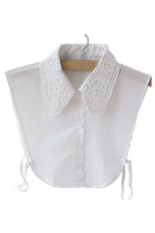 Women Lady Detachable Occupational Lace Style Half Shirt Blouse Fake Collar White  