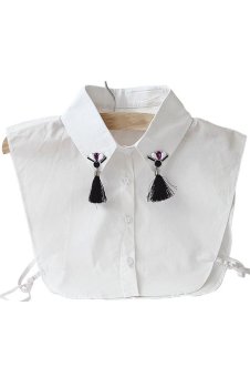 Women Lady Detachable Occupational Tassel Style Half Shirt Blouse Fake Collar White  