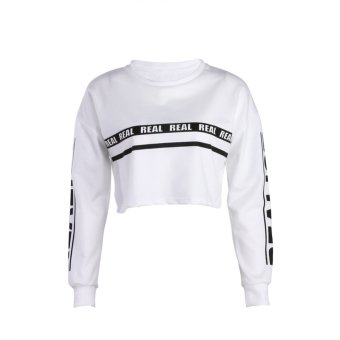 Women Letter Print Sexy Knitted Pullovers Hoodies Sweatershirt (White)(L) - intl  