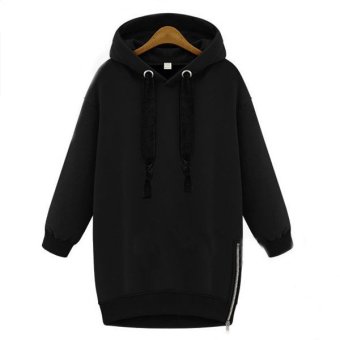 Women Long Sweatshirt Zipper Hoodies Top Plus Size  