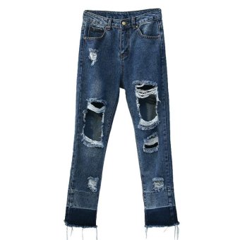 Women Loose thin beggar cave jeans women nine pants harem pants(blue) - intl  