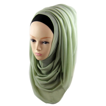 Women Muslim Chiffon Soft Head Neck Wrap Cover Hat Long Shawl Hijab Scarf Light Green (Intl) - Intl  