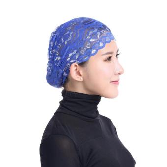 Women Muslim Full Shiny Lace Hijab Inner Cap - Blue - intl  