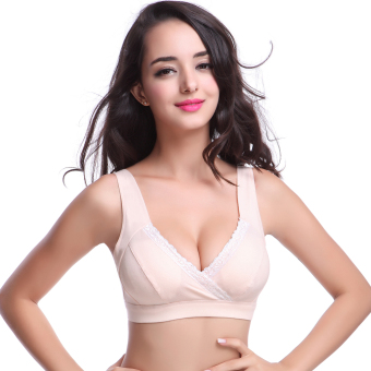 Women Nursing Bra Breastfeeding 100% Cotton Underwear (Apricot) - intl  