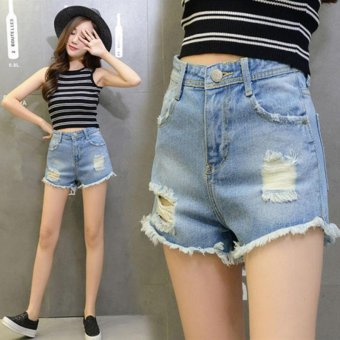 Women Short Jeans Slim Shorts Hot Pants Frayed Burr Cuffs Short Beach Short Pants - intl  