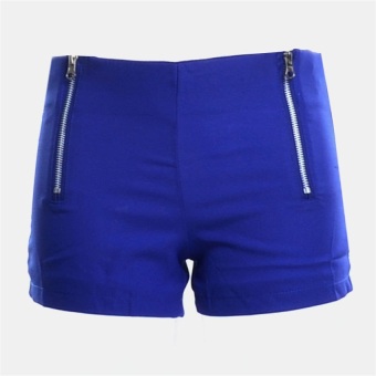 Women Shorts Cotton Casual Summer Ladies Shorts Pants Zipper Fashion L16072 Blue - intl  