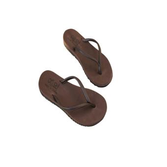 Women Simple Style Flip Flops Slippers Beach flat Sandals Wedge Slippers Summer Shoes Brown - intl  