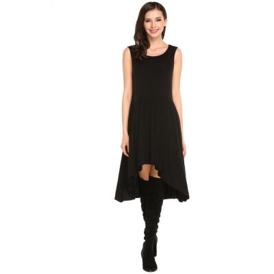 Women Sleeveless High Waist Pleats Detail Solid Asymmetrical Dress Black - intl  