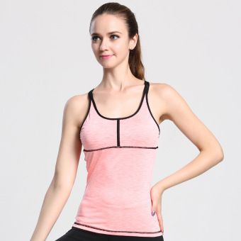 Women Sport Quick Dry Breathable Sleeveless Running Clothes Gym Fitness Sexy Vest Jerseys Shirt(Pink) - intl  