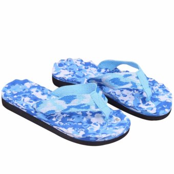 Women Summer Flip Flops Shoes Floral Printed Fashion Beach Sandals Slipper indoor & outdoor Flip-flops women's shoes Hot Sale(Blue) - intl  