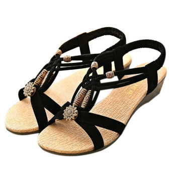 Women Summer Vintage Sandals Gladiator Wedge Bohemia Style Shoes Black - Intl  