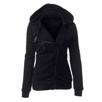 Women Sweatshirt Hoody Zipper Tracksuits(Black) - intl  