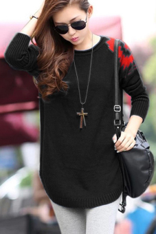 Women Winter Plus Size Loose Pullover Long Knitted Sweater Black - intl  