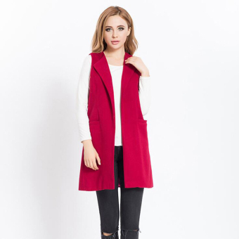 Women Woolen Blend Gilet Vest Cardigan Waistcoat Ladies Warm Winter Plus Size Sleeveless Jacket Rose - intl  