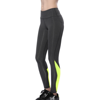 Women Workout Leggings Stitching High Elasticity Slimming Pant Fitness Women Breathable Women Pencil Pant M-XXL XL(Yellow) - intl  