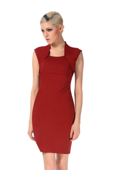 Women's Bodycon Slim Casual Dress (Wine Red)  