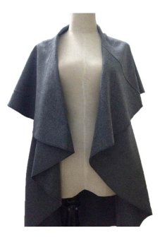 Womens Cape Batwing Wool Poncho Jacket Lady Winter Autumn Warm Cloak Coat Dark Gray  