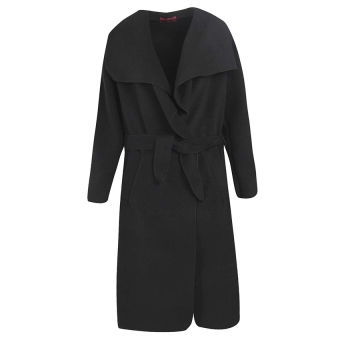 Women's Cashmeres Coats Belted Shawl Collar black (Intl)  