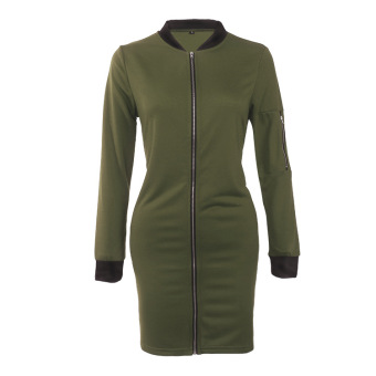 Women's Casual Blazer Long Sleeve Long Coat (Army green) - intl  