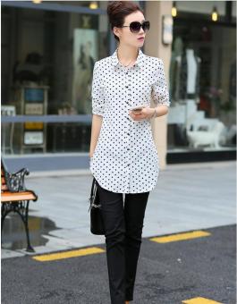 Women's Chiffon Shirt Women's Long-sleeved Shirt Fashion Printing Primer Shirt(white) - intl  