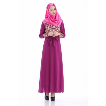 Women's Fashion Bronzing Muslim Maxi Dress (Purple)  