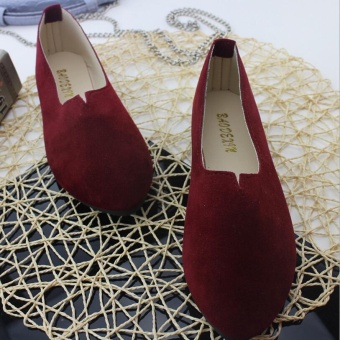 Women's Fashion Flats Slippers Candy Color OL Formal Nurse Business Ballerina Casual Shoes D139 Wine Red - intl  