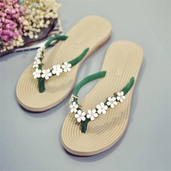 Women's Fashion Flower Beach Slipper Solid Color Flip Flops... - intl  