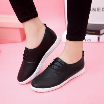 Women's flat shoes lace-up sandals Casual shoes Loafers Black - intl  