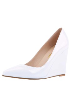 Women's High Heels Pointed Toe Platform Pumps Stiletto Court Shoes(White)  