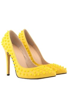 Women's High Heels Pointed Toe Pumps Stiletto Shoes Party Office Work Court Shoes (Yellow)  
