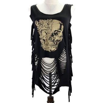 Women's Hollow Out Vest Sexy Casual Printed Loose Tank Top 2# -Black - intl  