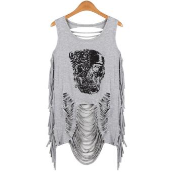 Women's Hollow Out Vest Sexy Casual Printed Loose Tank Top 6# -Grey - intl  