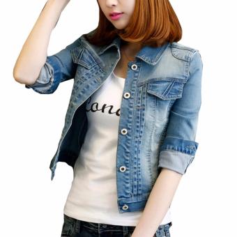 Women'S Jeans Coat Denim Jacket Fashion Slim Blouses Blue - intl  