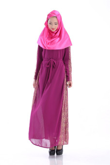 Womens Lace Sleeve Islamic dress Kaftan Muslim Maxi Dress (Intl)  
