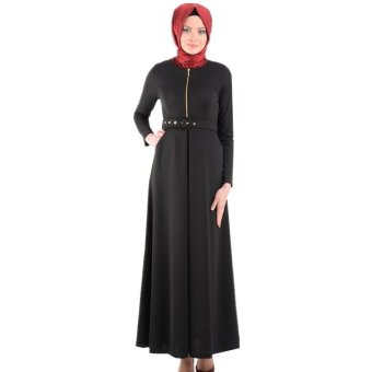 Women's Linen Caftan Ethnic Evening Dress (Black)  