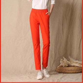 'Women''s linen Korean version of the cotton and linen nine pants Ms. Slim was thin loose waist casual Plus size pants Orange - intl'  