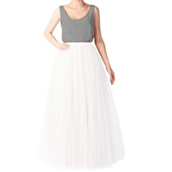 Women's Mesh Tulle High Waist Layer Ballet Ruffle Maxi Skirt -White - intl  