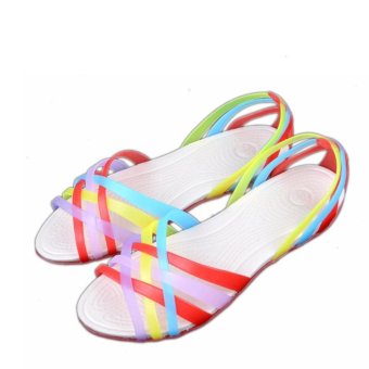 Women's Multicolor Crystal Jelly Shoes Leisure Beach Sandals - intl  